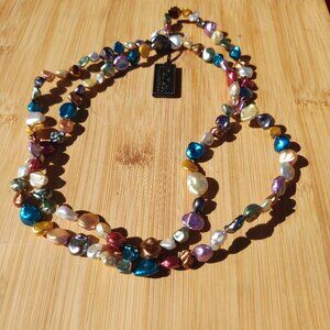 Honora Multicolor Keshi Pearl Long Strand 36" Sterling Silver 925 Clasp Necklace